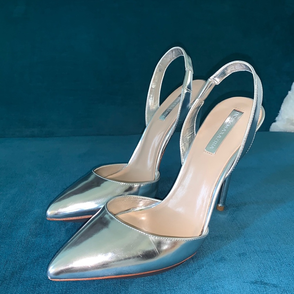 BCBG Silver Sling back size 9